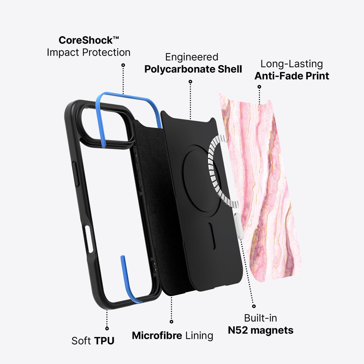 Blushed Marble - iPhone 17 Air Case, #case type_core (magsafe)