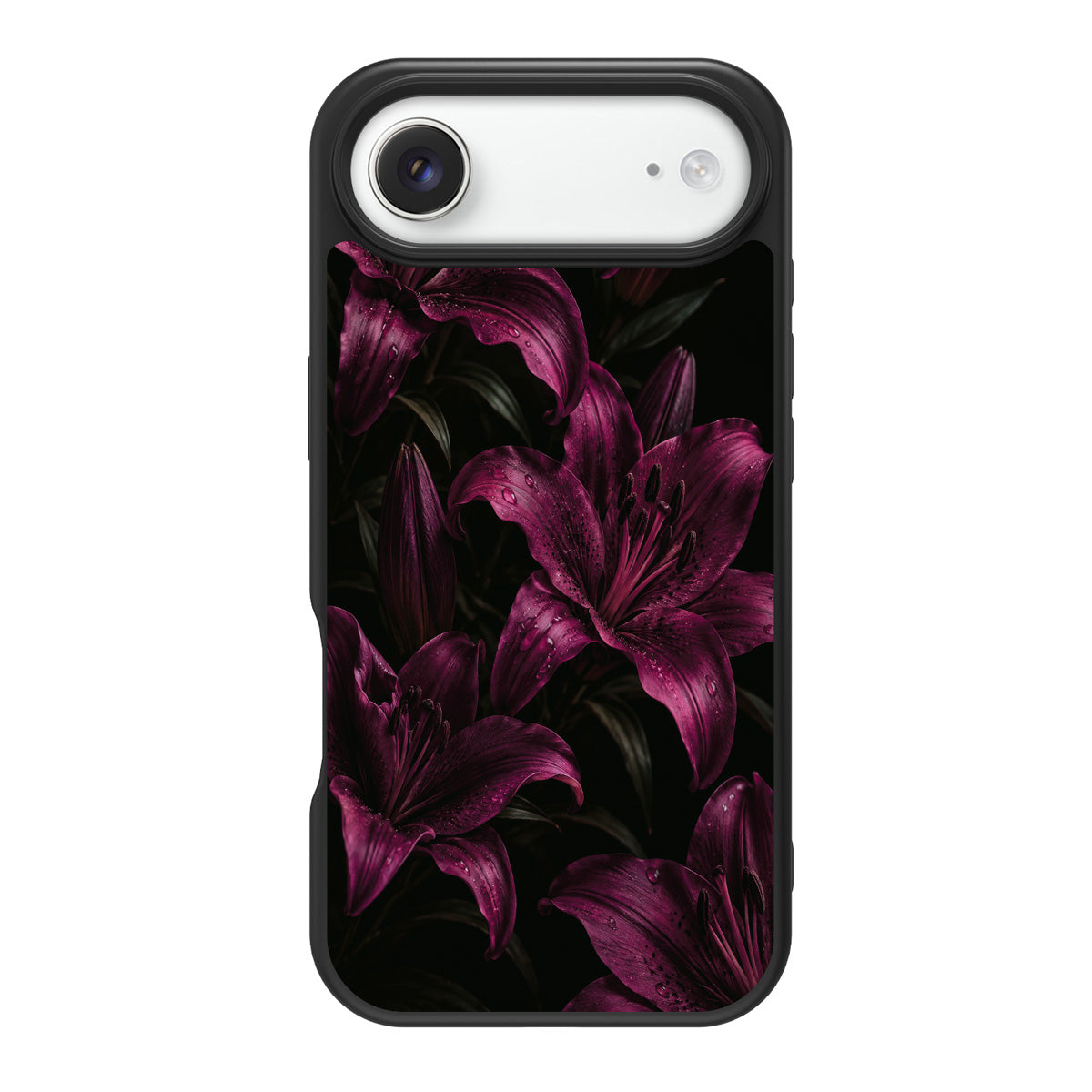 Burgundy Lily design back view – iPhone Air case
