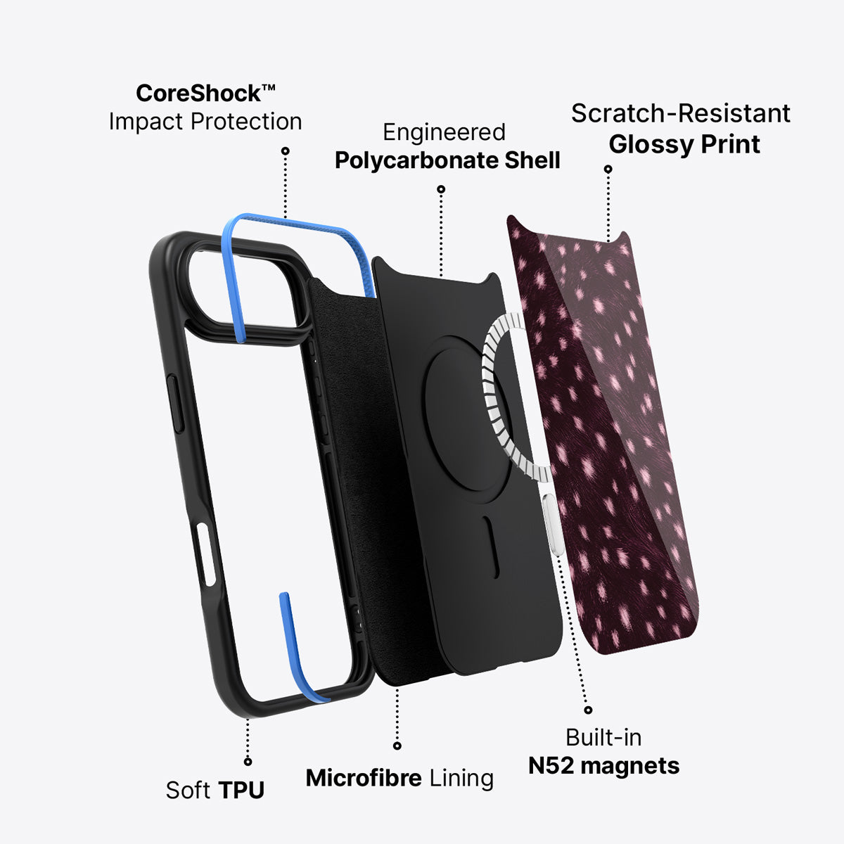 iPhone Air case construction – Fawn Spots phone case
