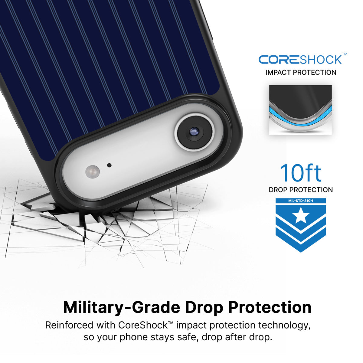 Ink Pinstripe iPhone Air case with drop protection