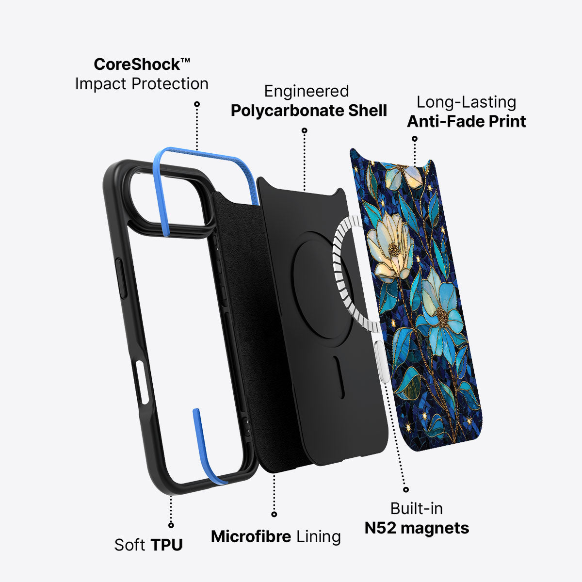 Floral Designer iPhone Air Case – Midnight Magnolia | MagSafe