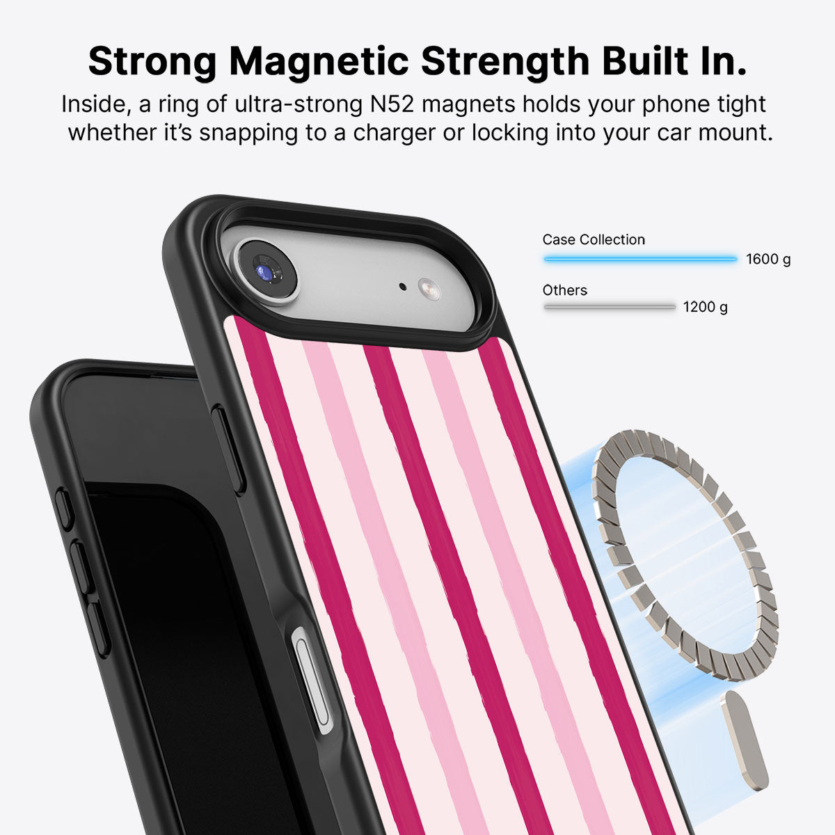 Pink Watercolor Stripes - iPhone 17 Air Case #case type_core (magsafe)