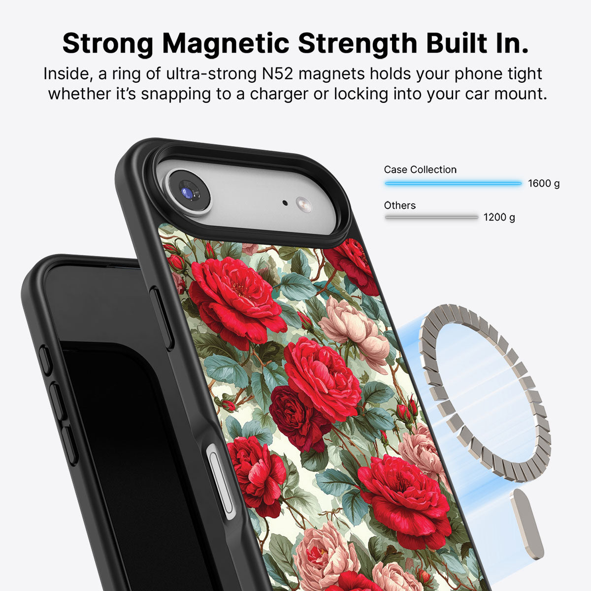 Red Floral Designer iPhone Air Case – Ruby Roses | MagSafe