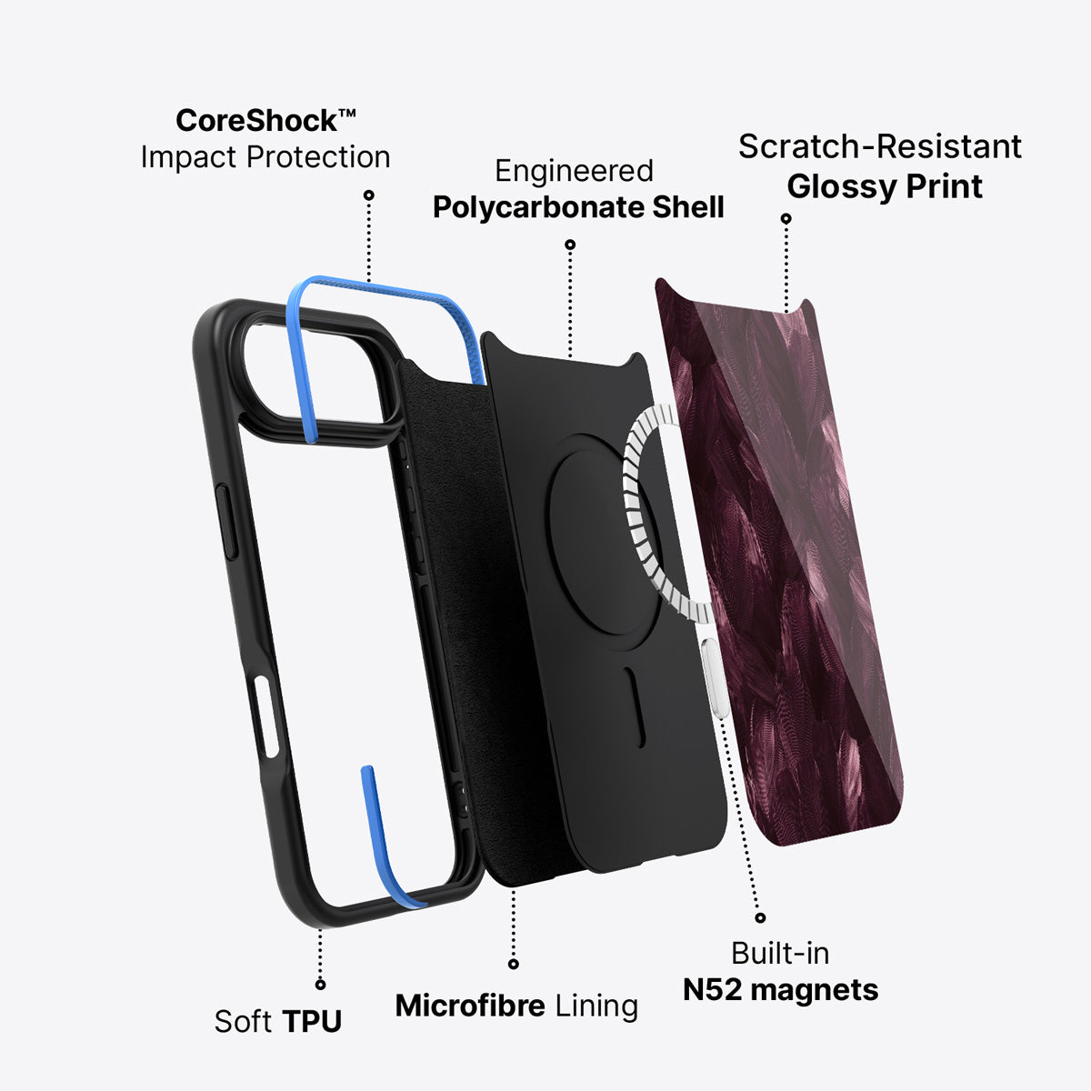iPhone Air case construction – Wine Plumage phone case