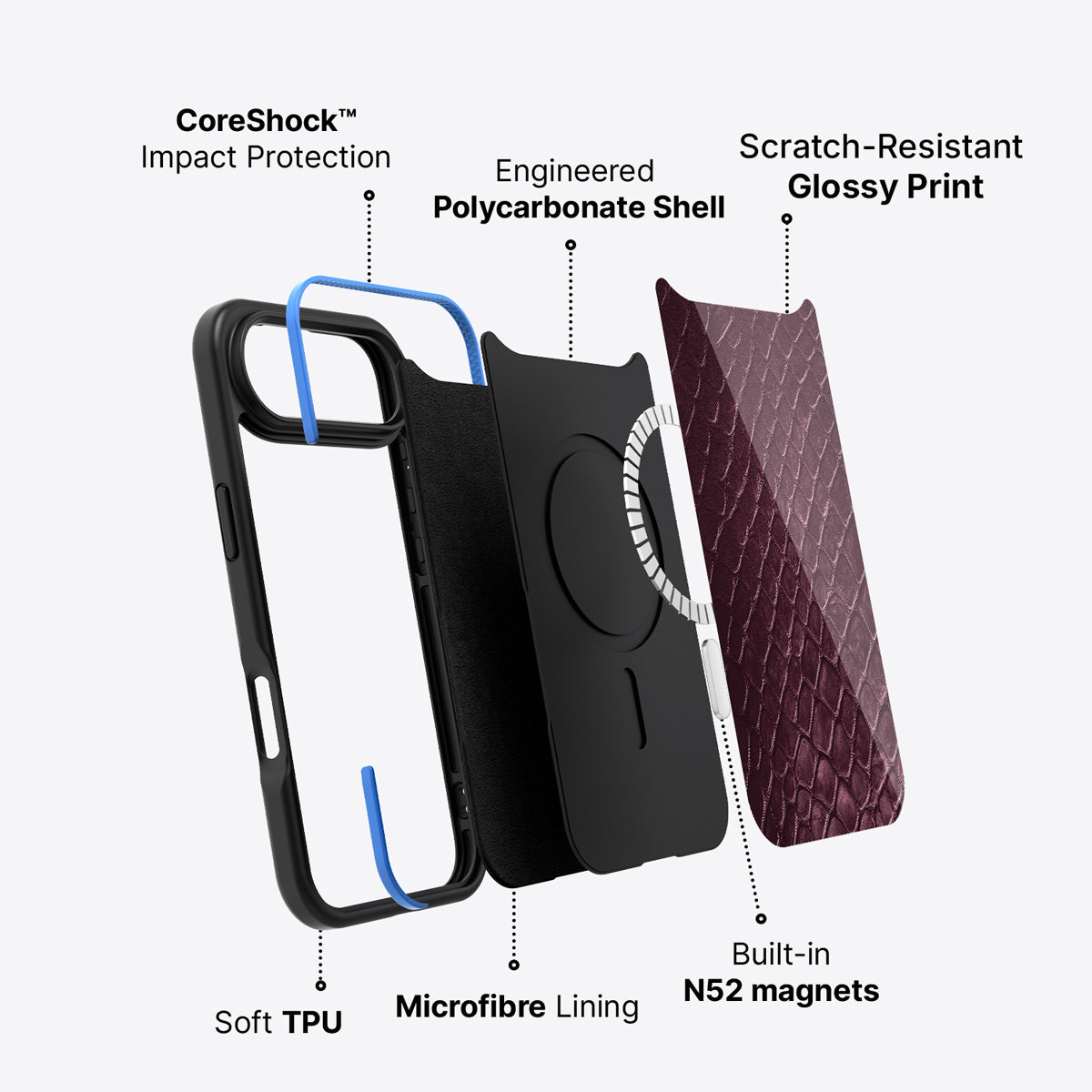 iPhone Air case construction – Wine Python phone case