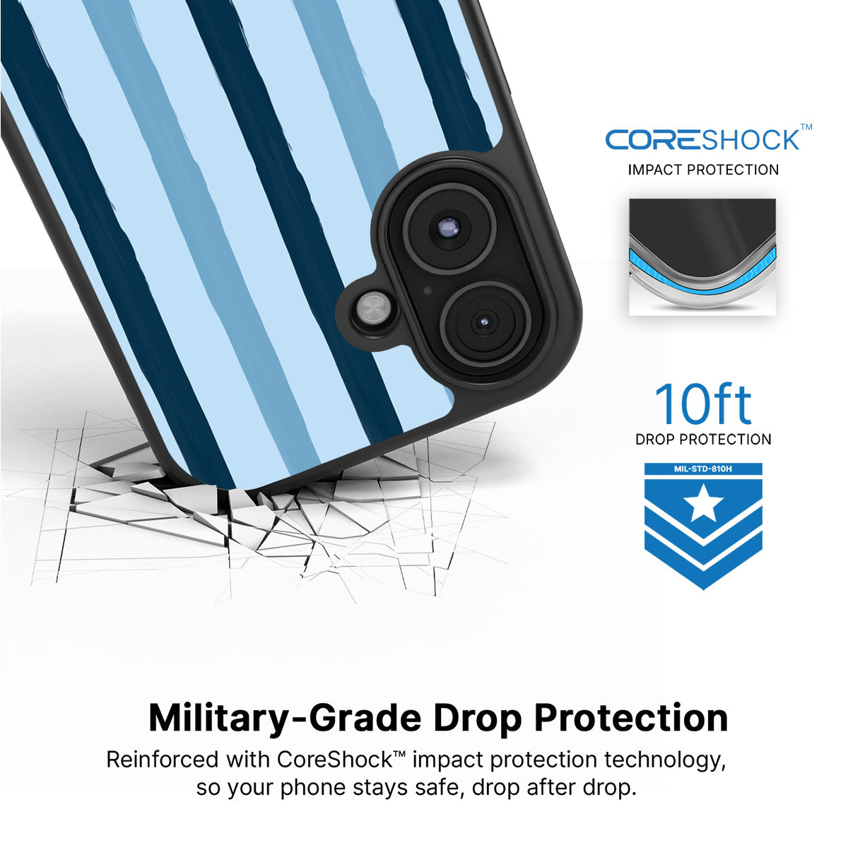 Blue Watercolor Stripes - iPhone 17 Case #case type_core (magsafe), #case type_core (non magsafe)