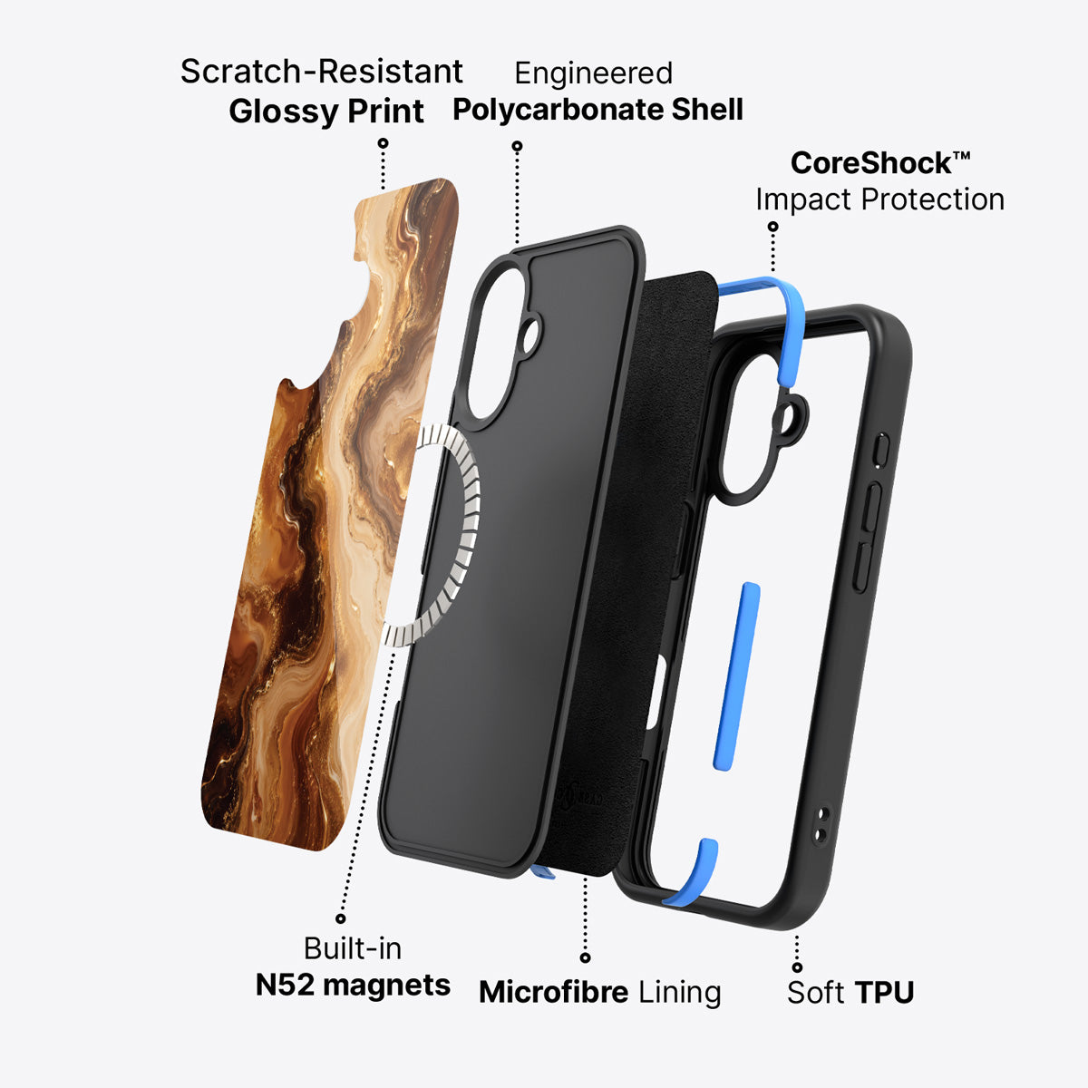 iPhone 17 case construction – Caramel Swirl phone case