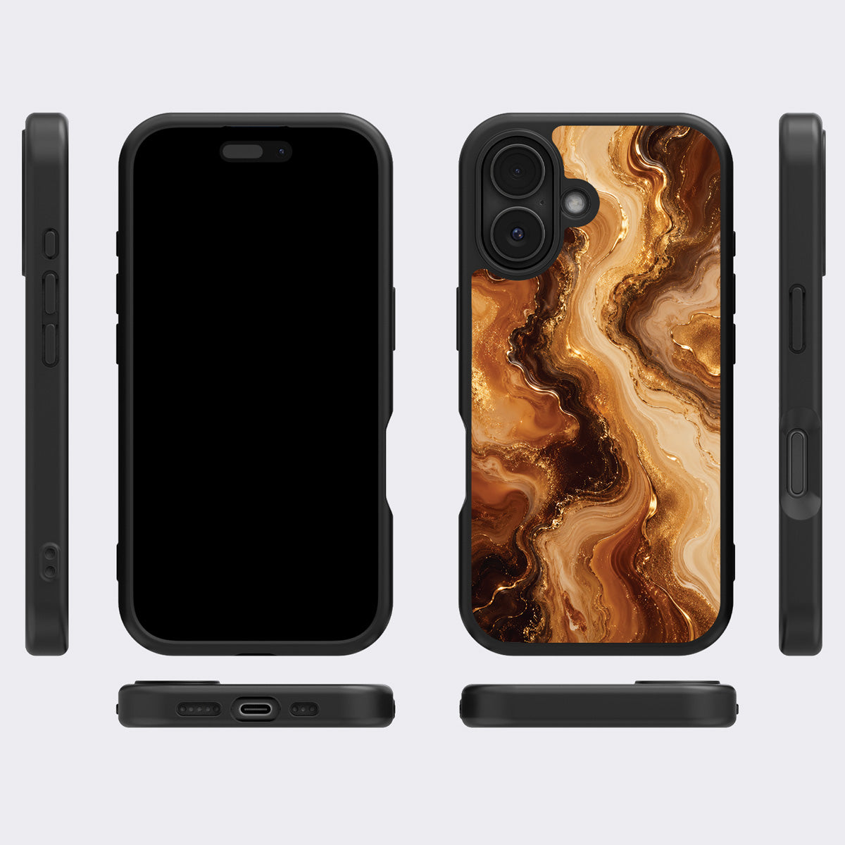 Caramel Swirl iPhone 17 case cover – multi-angle view