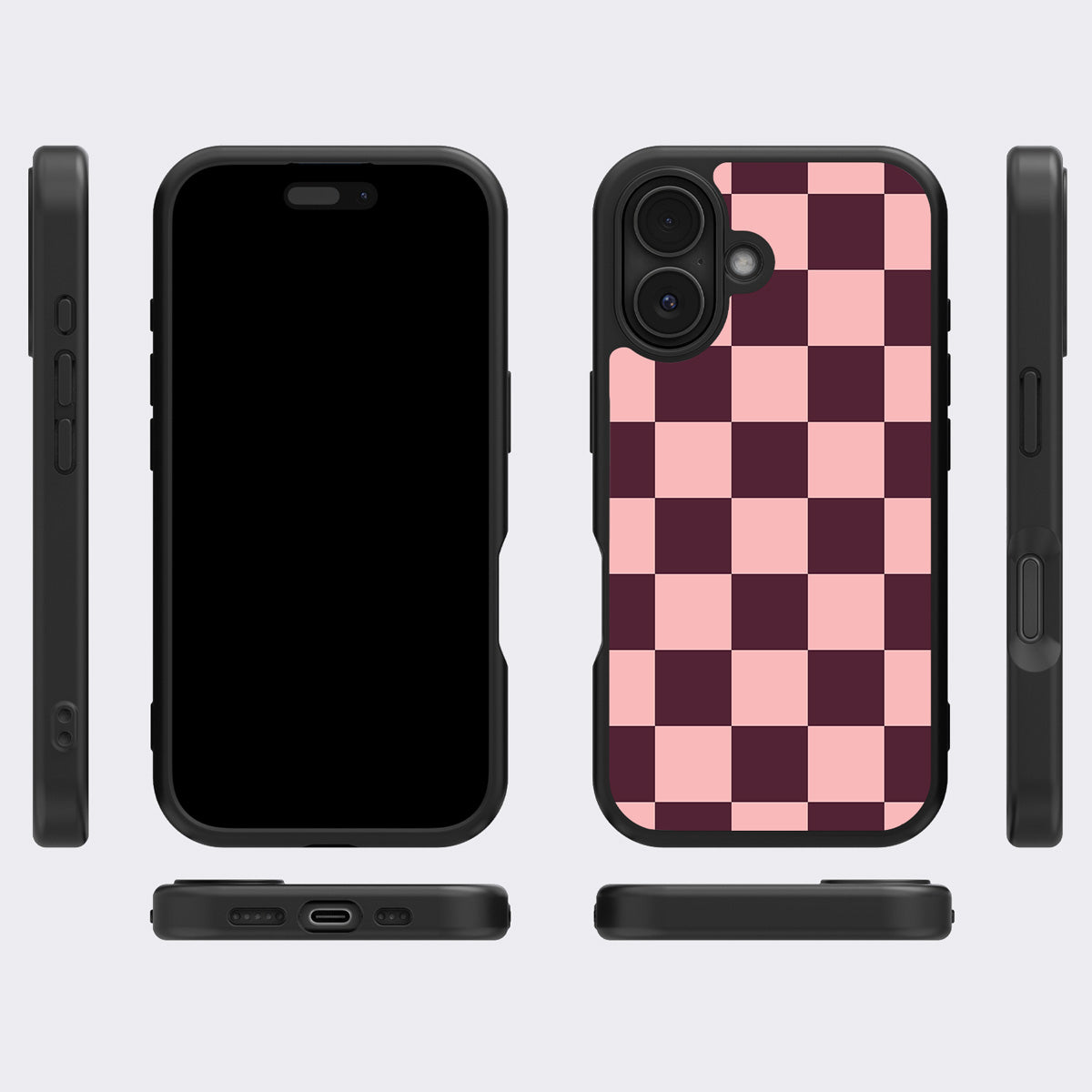 Claret Tile iPhone 17 case cover – multi-angle view