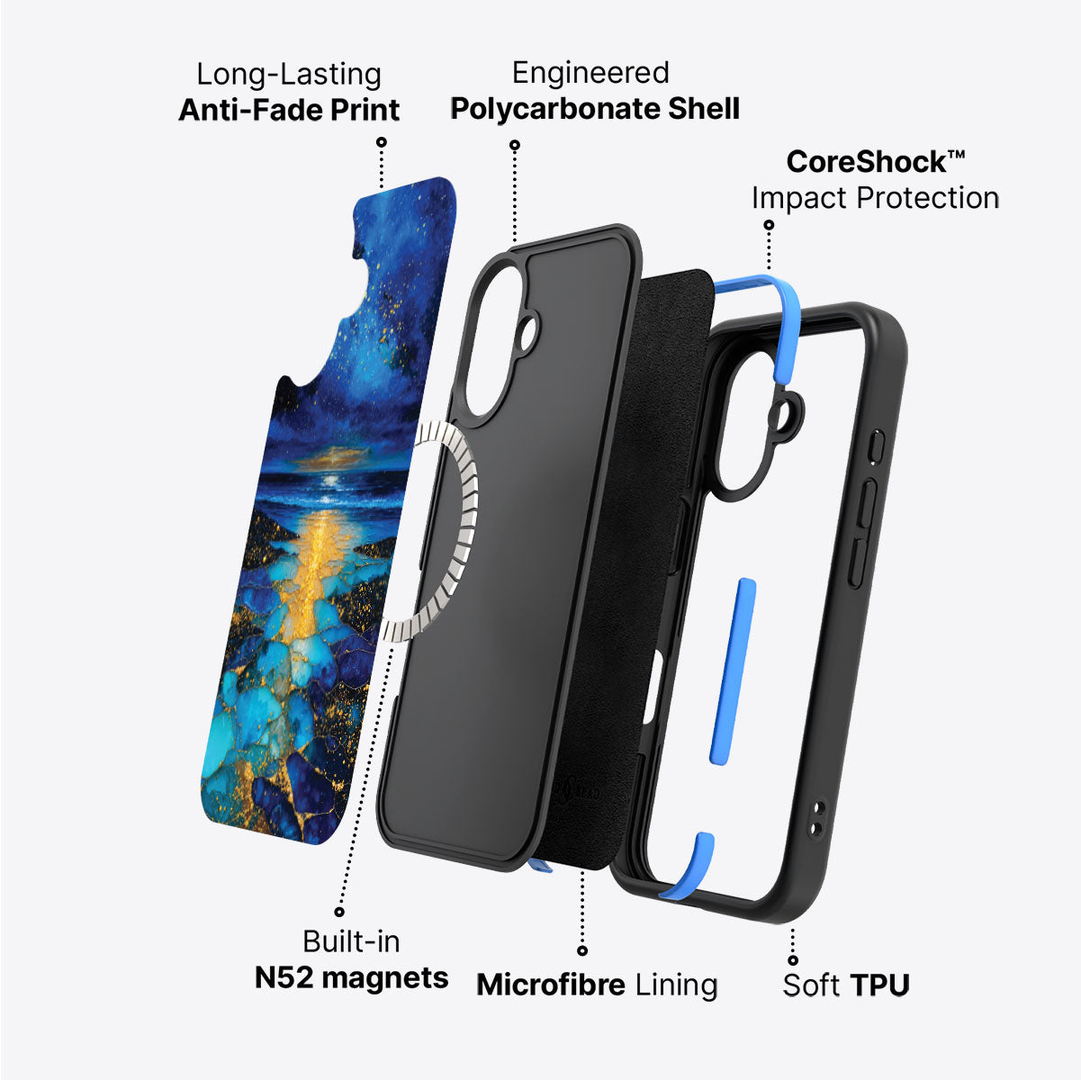 Ocean Designer iPhone 17 Case – Cosmic Seascape | MagSafe