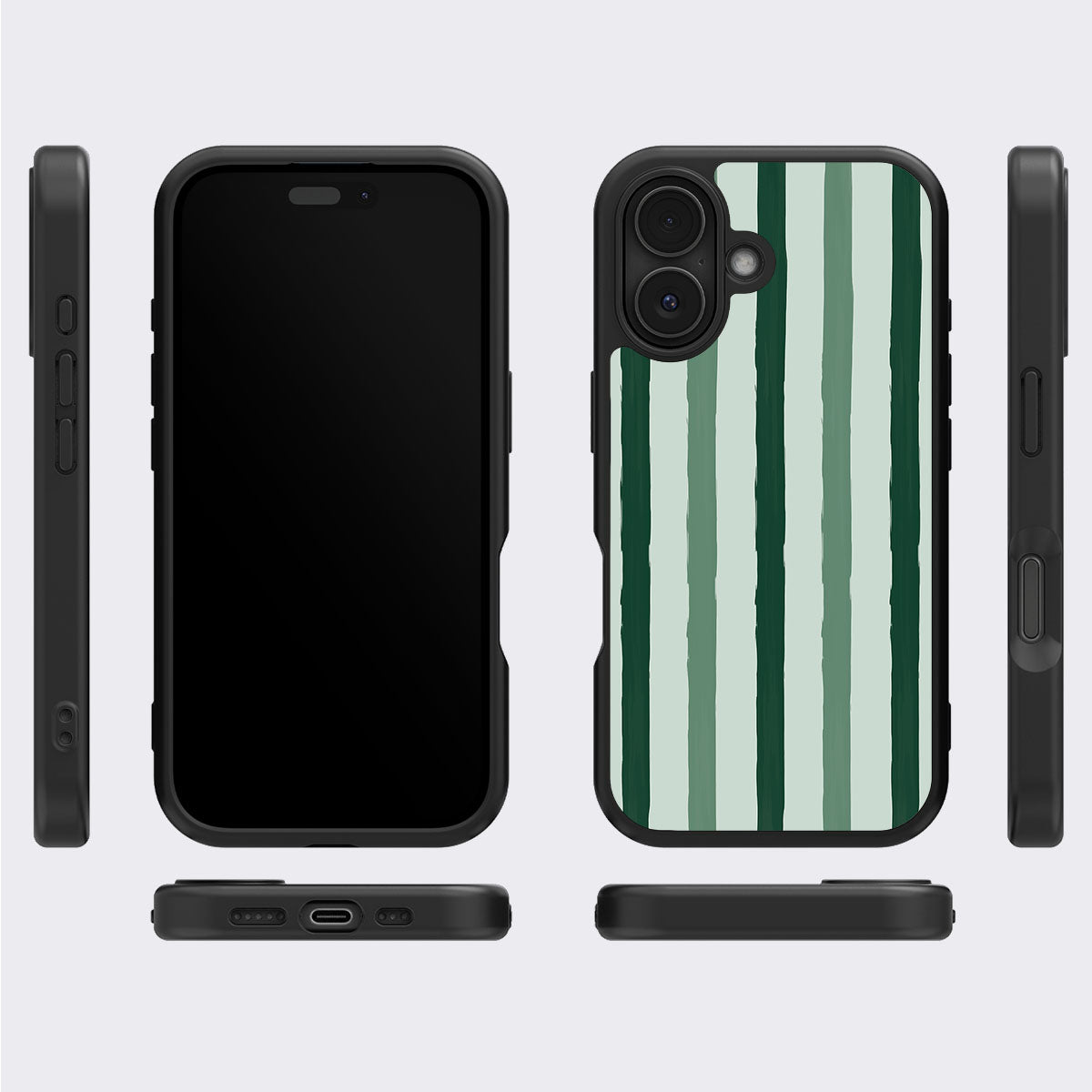 Green Watercolor Stripes - iPhone 17 Case #case type_core (magsafe), #case type_core (non magsafe)