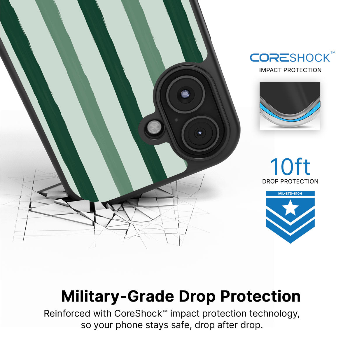 Green Watercolor Stripes - iPhone 17 Case #case type_core (magsafe), #case type_core (non magsafe)