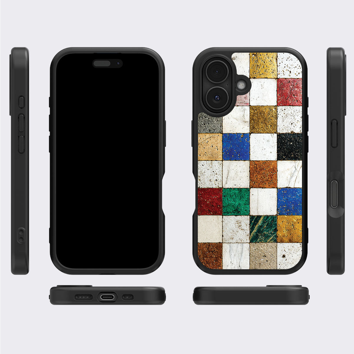 Heritage Mosaic iPhone 17 case cover – multi-angle view