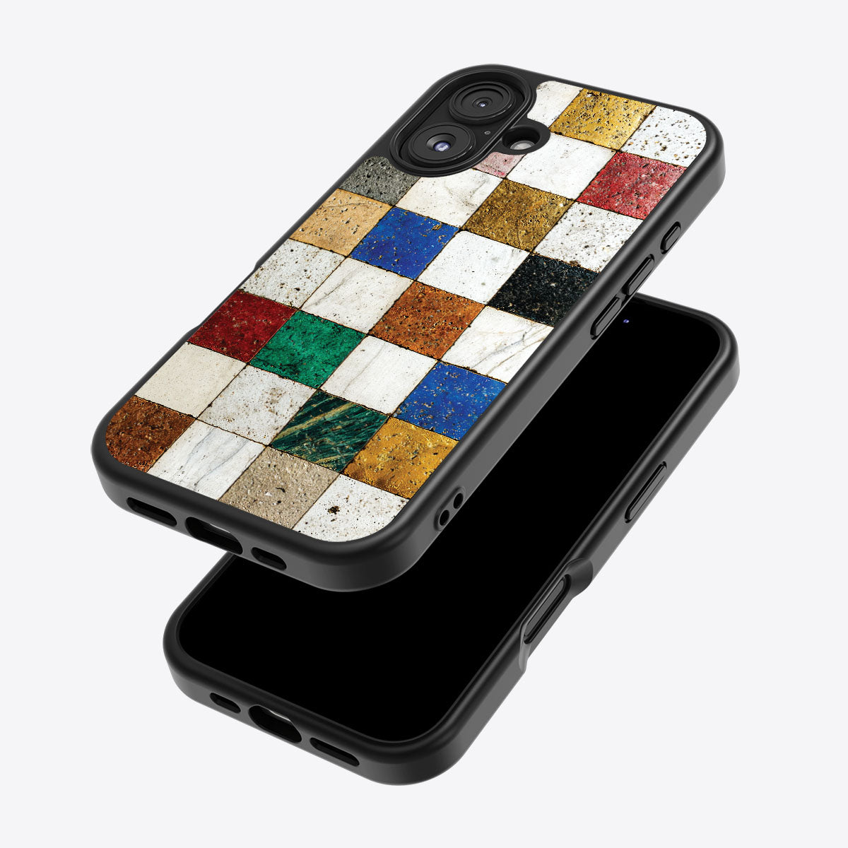 Heritage Mosaic iPhone 17 case – back and side view