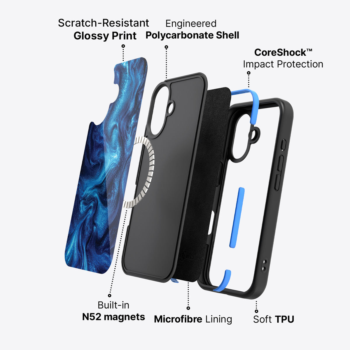 Blue Marble Designer iPhone 17 Case – Indigo Impasto | MagSafe