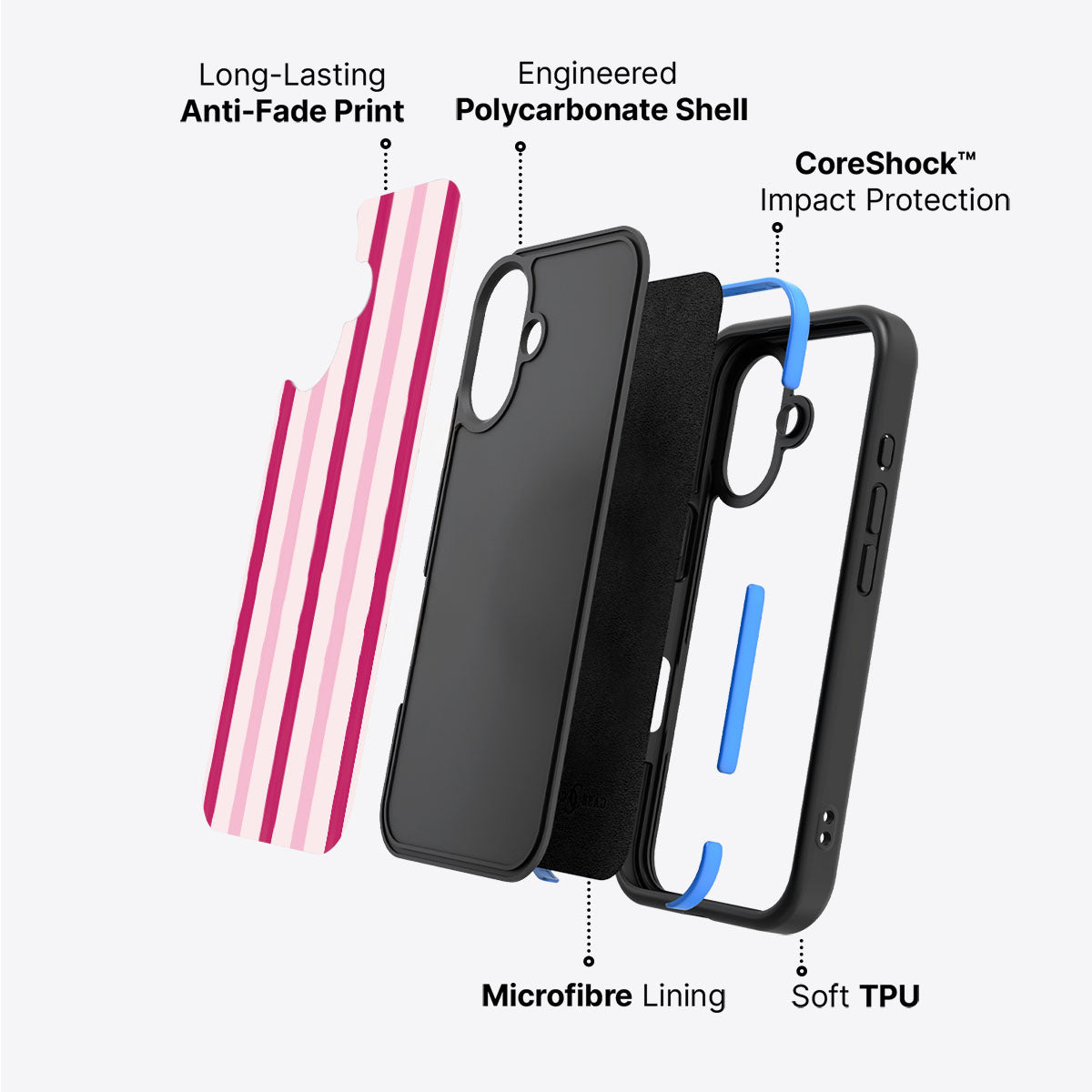 Pink Watercolor Stripes - iPhone 17 Case #case type_core (non magsafe)