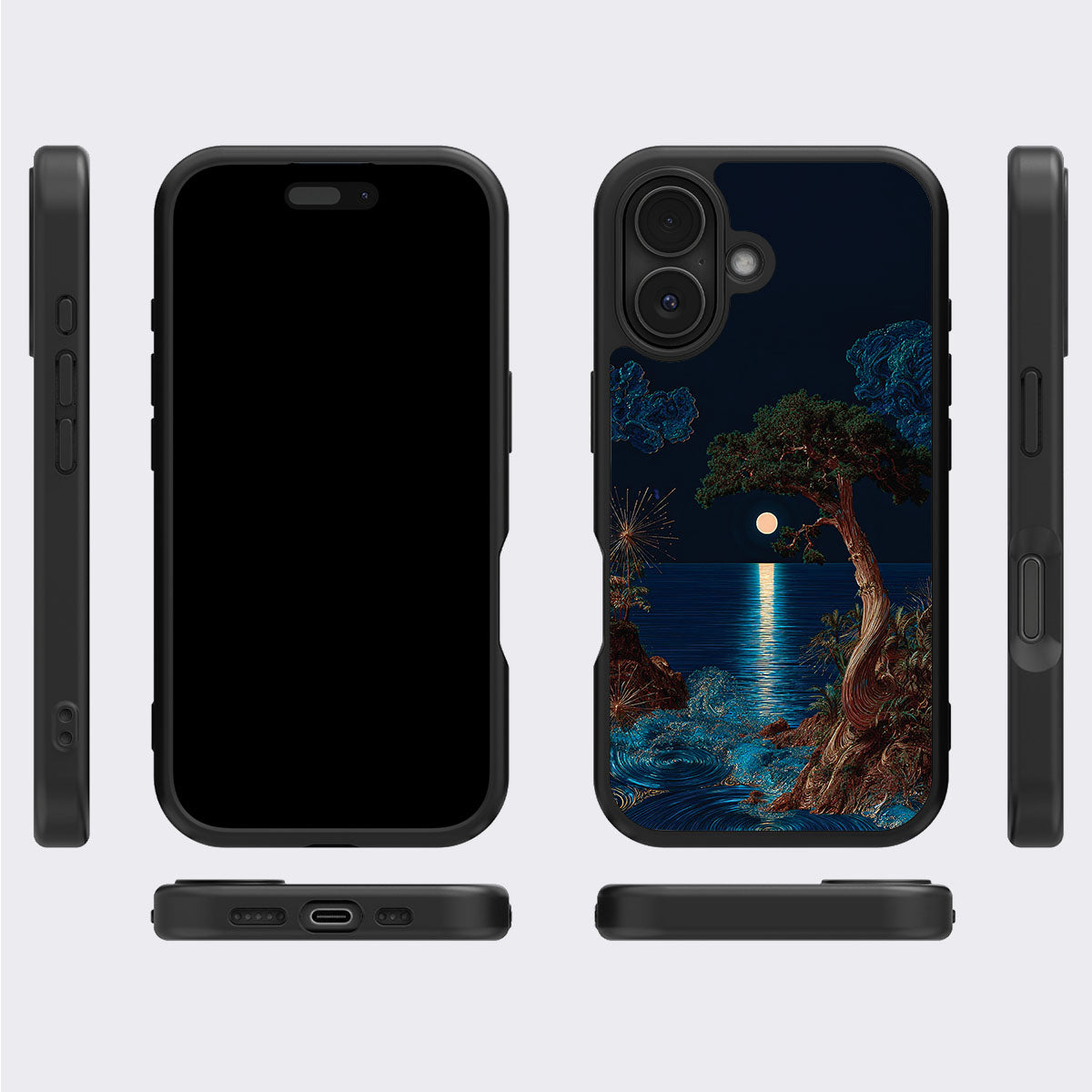 Quiet Moon iPhone 17 case cover – multi-angle view