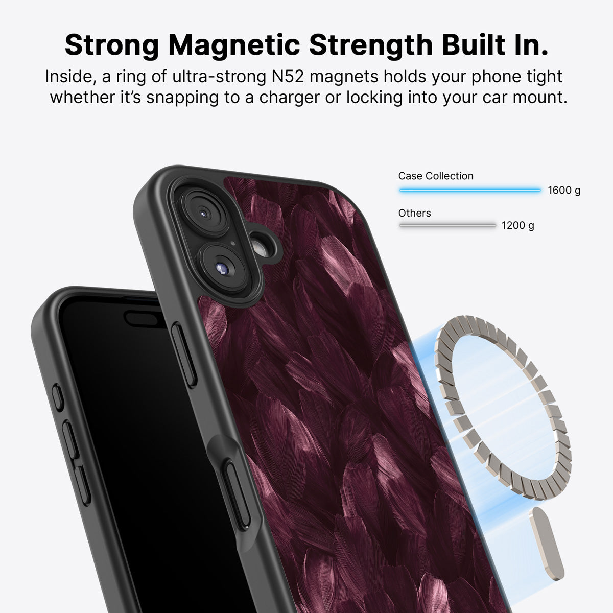 iPhone 17 MagSafe case – Wine Plumage design