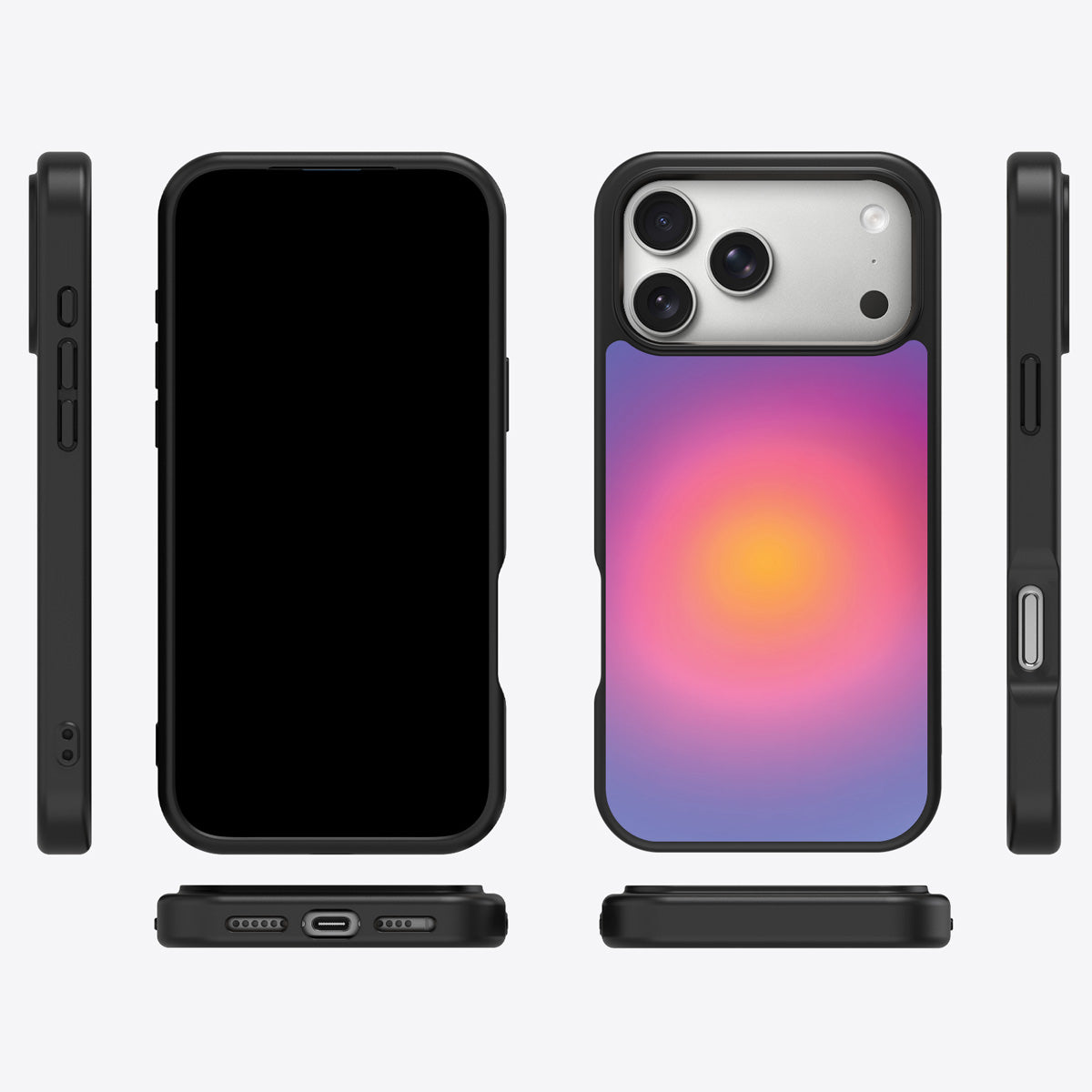 Aura Glow iPhone 17 Pro case cover – multi-angle view