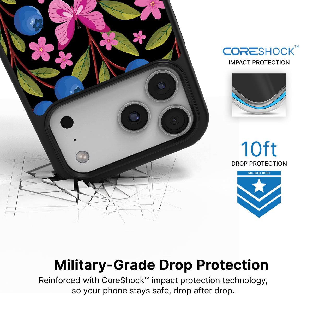 Blueberry Butterflies - iPhone 17 Pro Case #case type_core (magsafe), #case type_core (non magsafe)