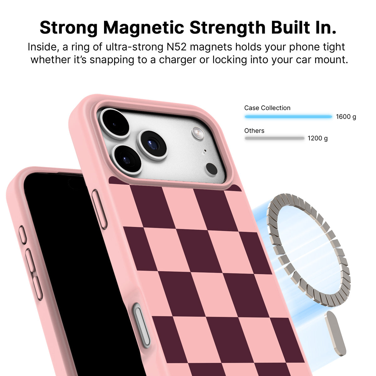 iPhone 17 Pro MagSafe case – Claret Tile design