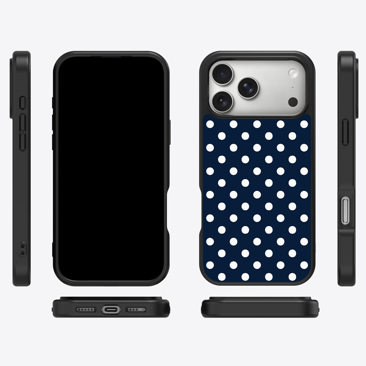 Navy Polka Dot iPhone 17 Pro Case – Deep Sea | MagSafe