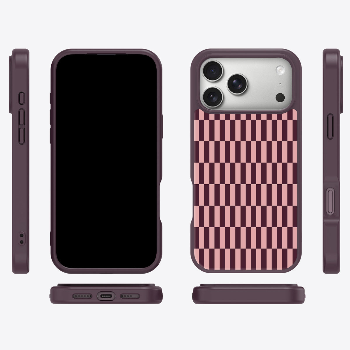 Garnet Stack iPhone 17 Pro case cover – multi-angle view