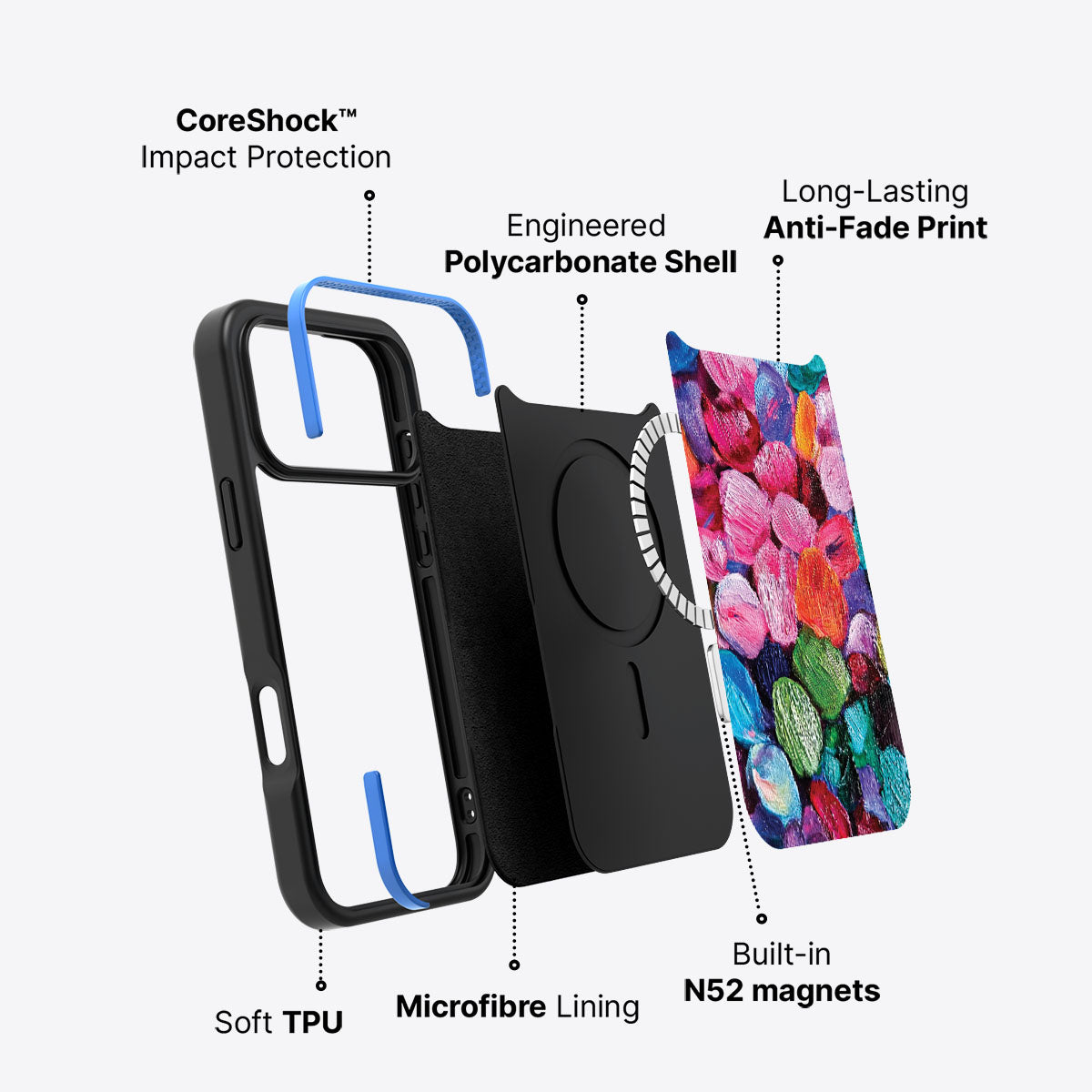 Floral Designer iPhone 17 Pro Case – Petal Mosaic | MagSafe
