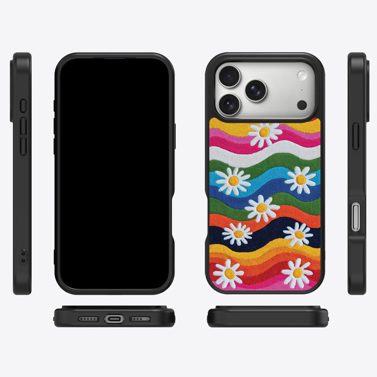 Floral Designer iPhone 17 Pro Case – Rainbow Daisy | MagSafe