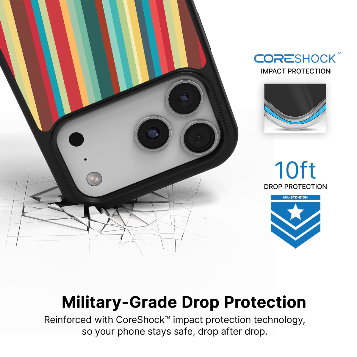 Retro Stripes - iPhone 17 Pro Case #case type_core (magsafe), #case type_core (non magsafe)