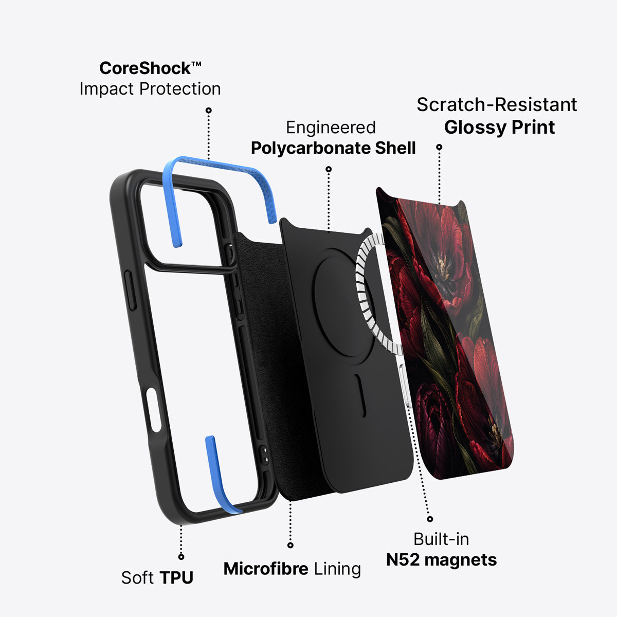 iPhone 17 Pro case construction – Scarlet Hour phone case