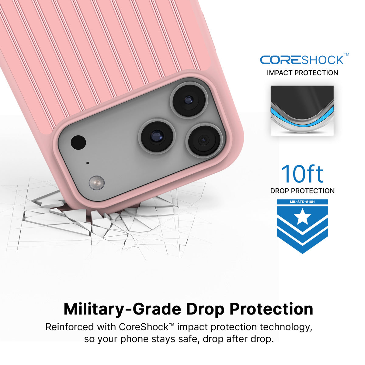 Sorbet Pinstripe iPhone 17 Pro case with drop protection