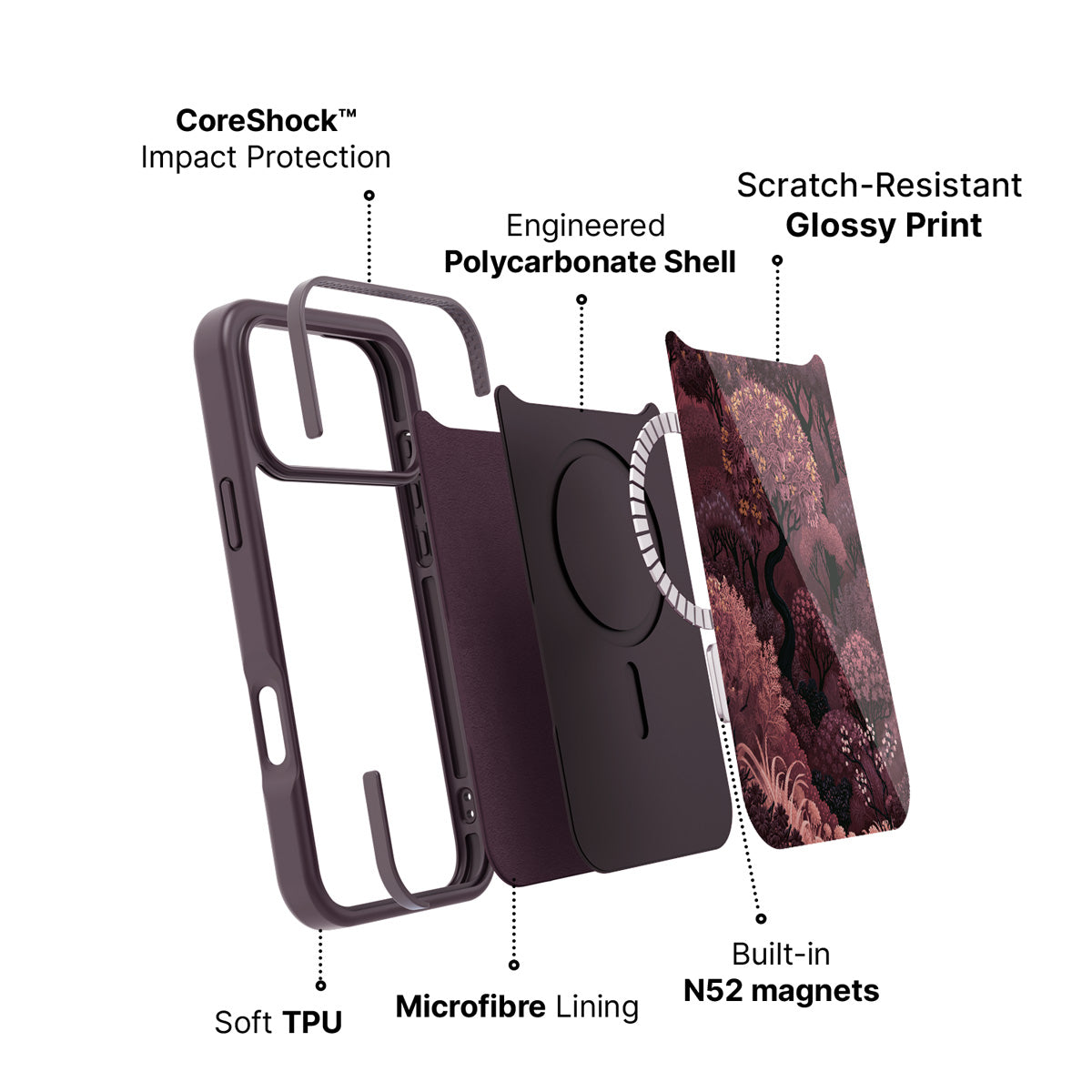 iPhone 17 Pro case construction – Velvet Reverie phone case