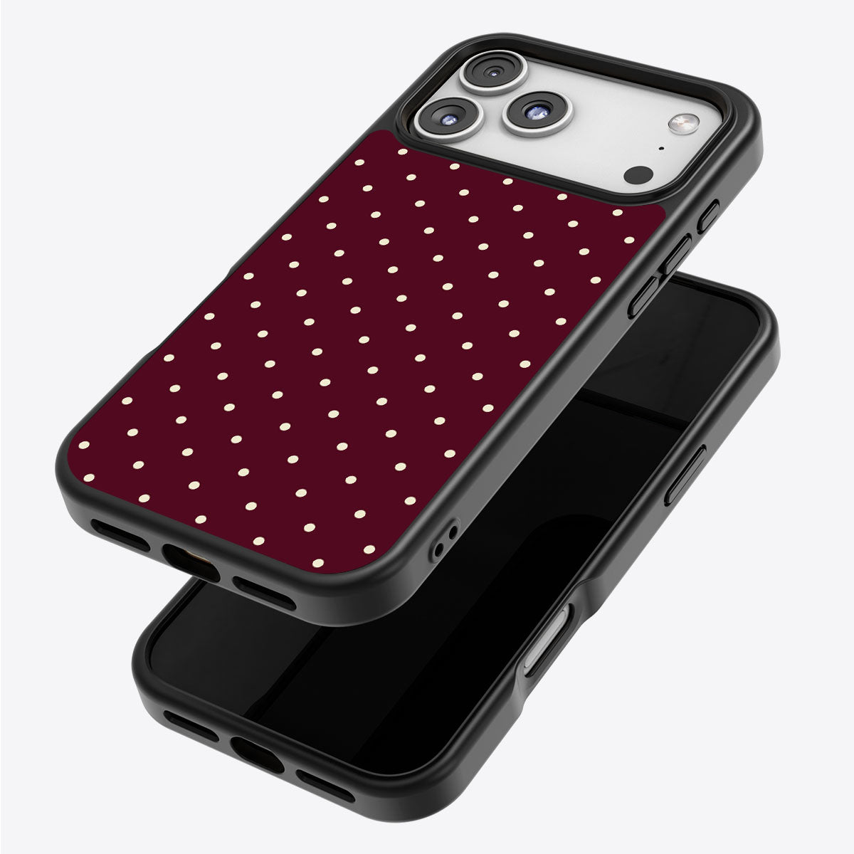 Polka Dot iPhone 17 Pro Max Case – Burgundy Bloom