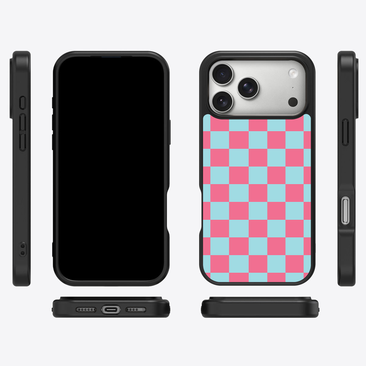 Blue Checkered Designer iPhone 17 Pro Max Case – Candy Floss | MagSafe