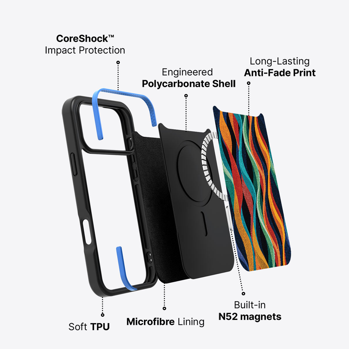 Abstract Designer iPhone 17 Pro Max Case – Coastal Waves | MagSafe