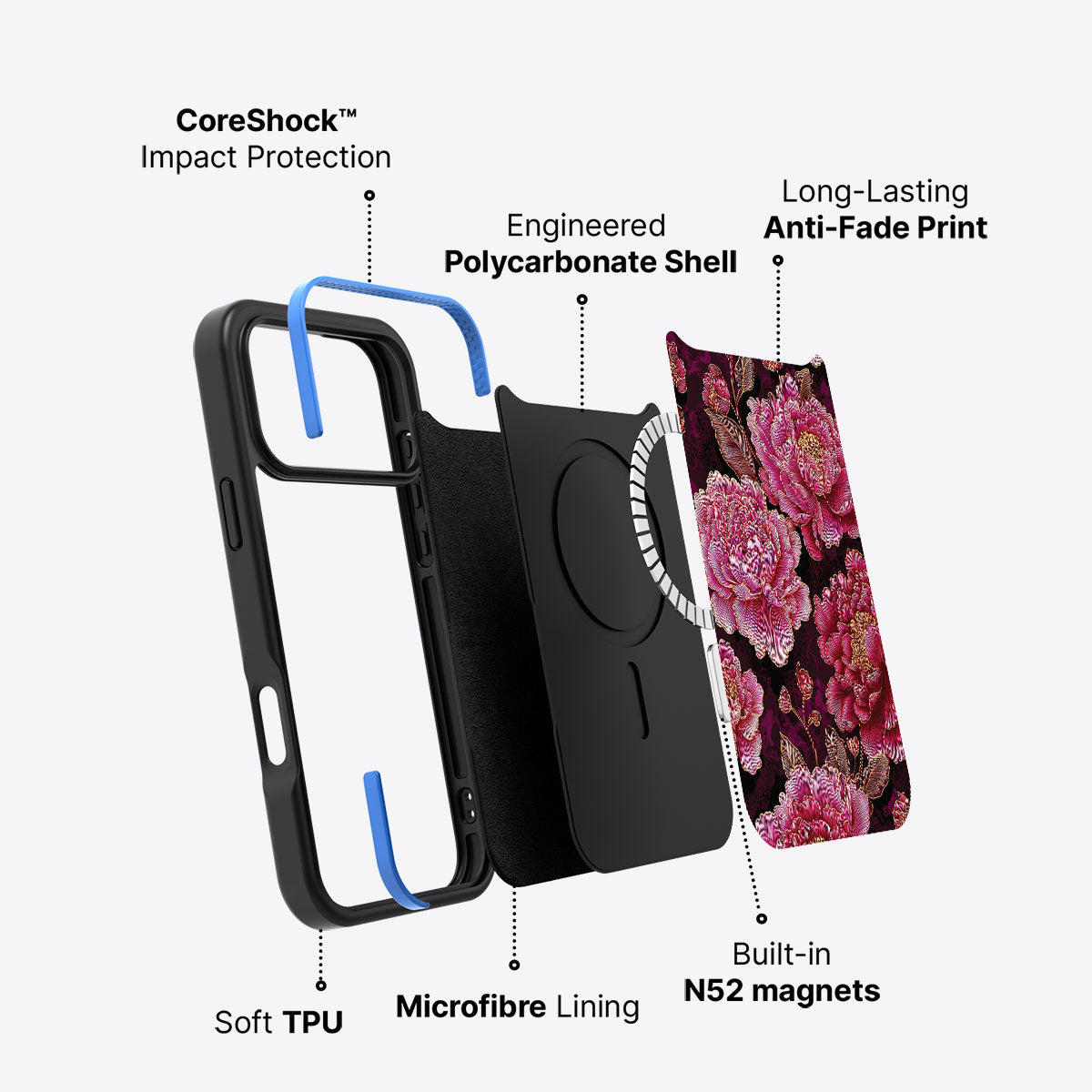 iPhone 17 Pro Max case construction – Floral Opulence phone case