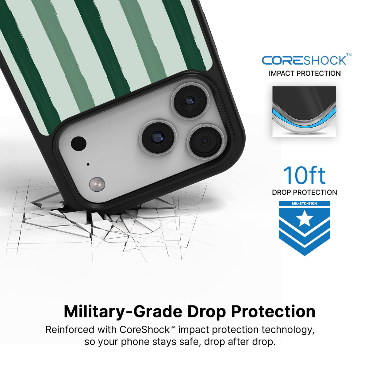 Green Watercolor Stripes - iPhone 17 Pro Max Case #case type_core (magsafe), #case type_core (non magsafe)