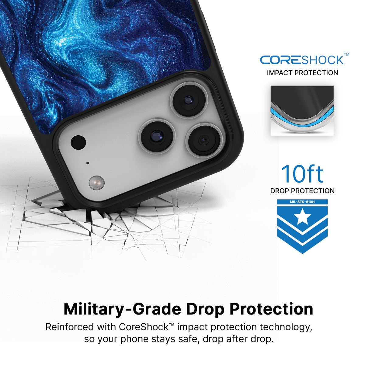 Blue Marble Designer iPhone 17 Pro Max Case – Indigo Impasto | MagSafe