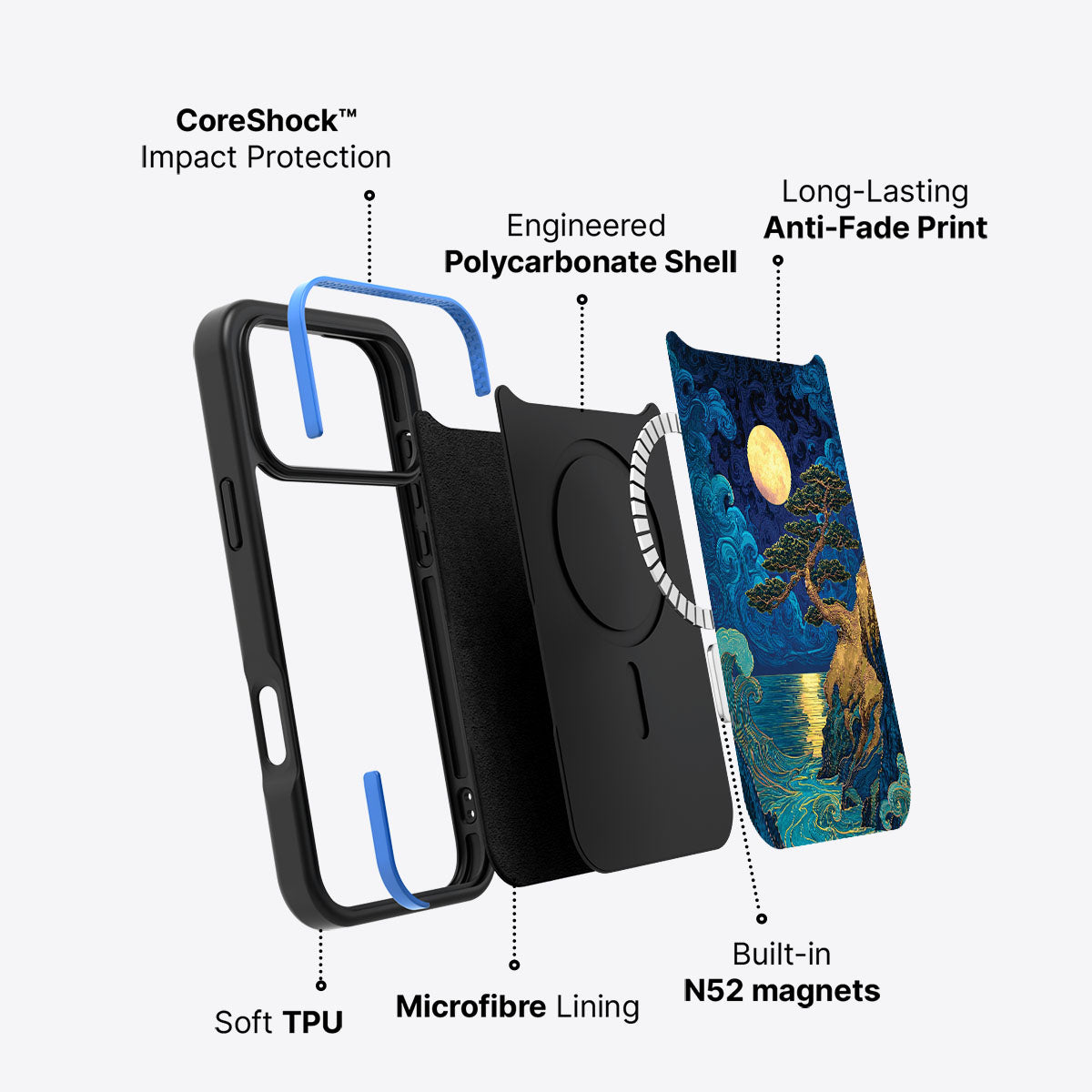 iPhone 17 Pro Max case construction – Moonlit Tide phone case
