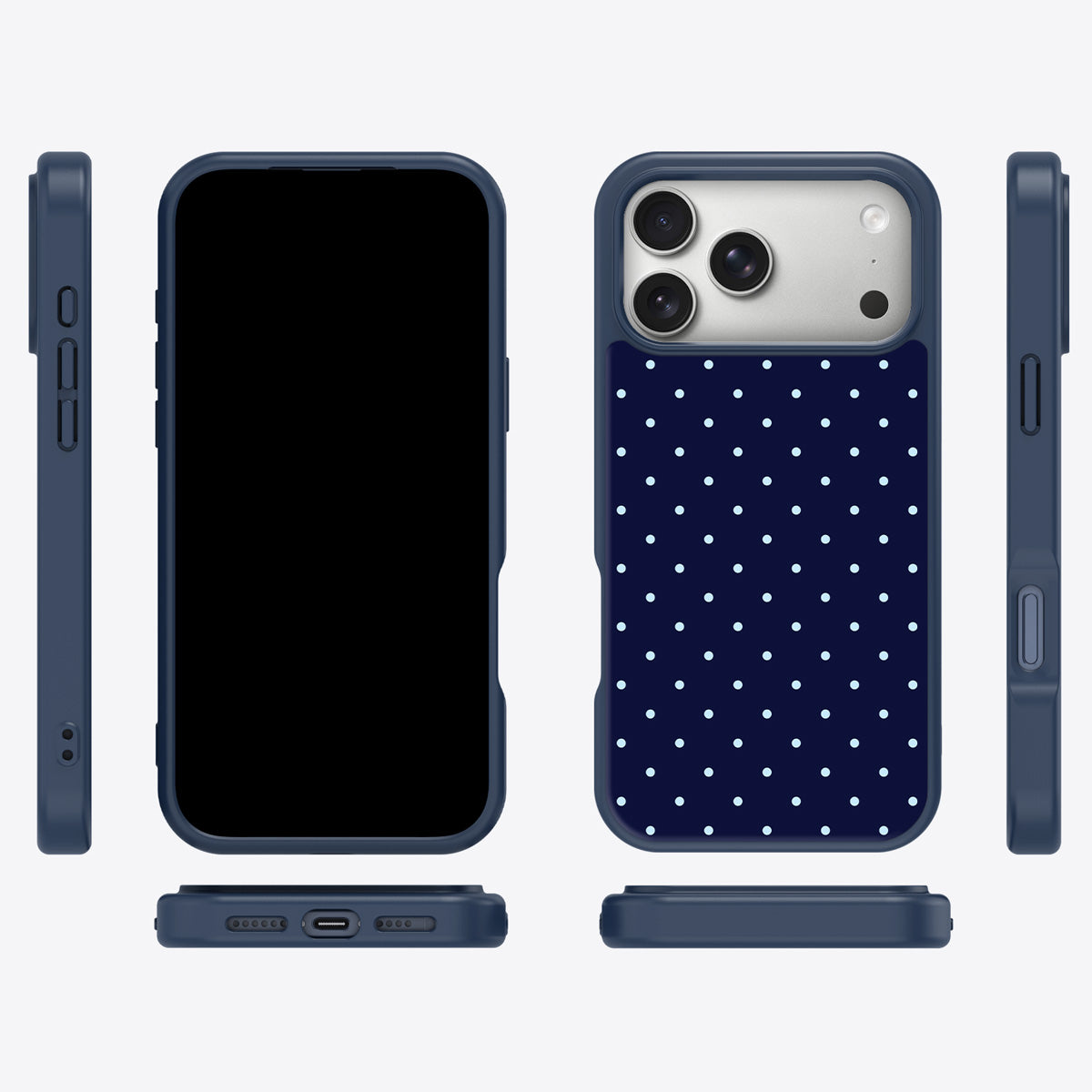 Navy Whisper MagSafe case cover – multi-angle view