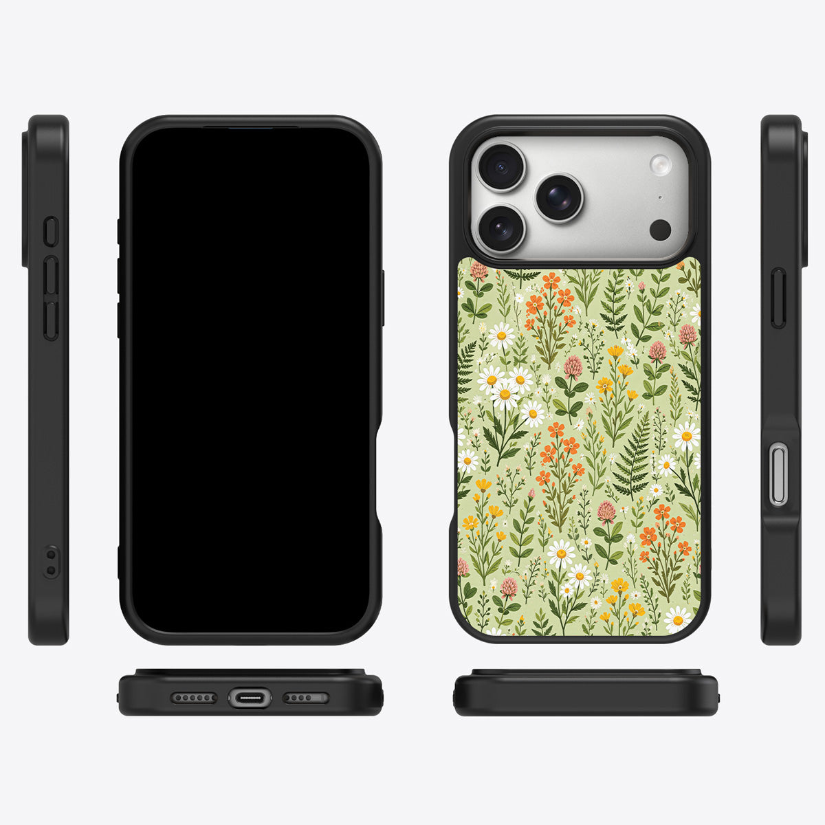 Wildflower Meadow iPhone 17 Pro Max case cover – multi-angle view
