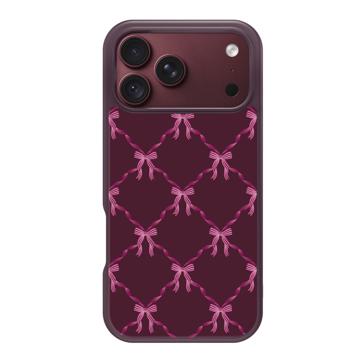 Bordeaux Bow design back view – iPhone 18 Pro case