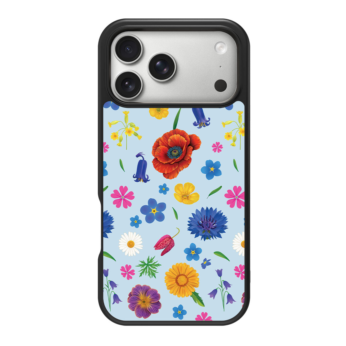 British Wildflowers design back view – iPhone 18 Pro case