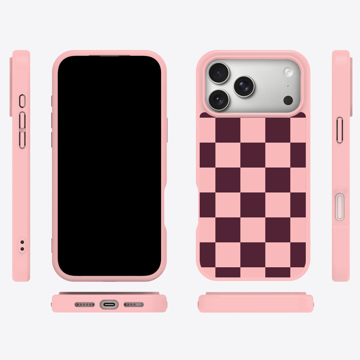 Claret Tile iPhone 18 Pro case cover – multi-angle view