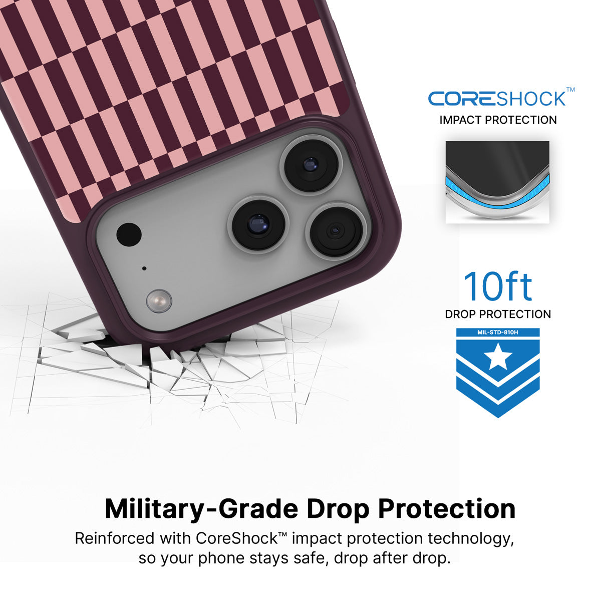 Garnet Stack iPhone 18 Pro case with drop protection