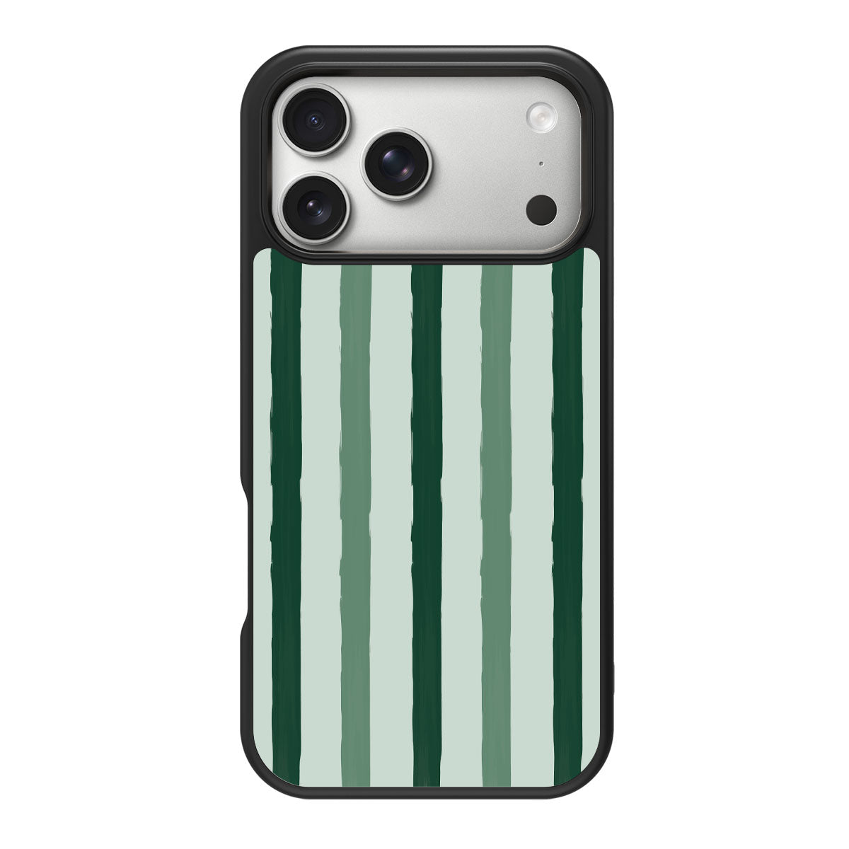Green Watercolor Stripes design back view – iPhone 18 Pro case