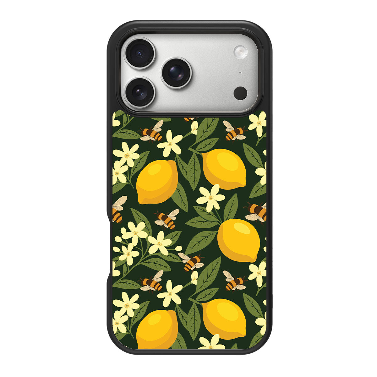 Lemon and Bees design back view – iPhone 18 Pro case