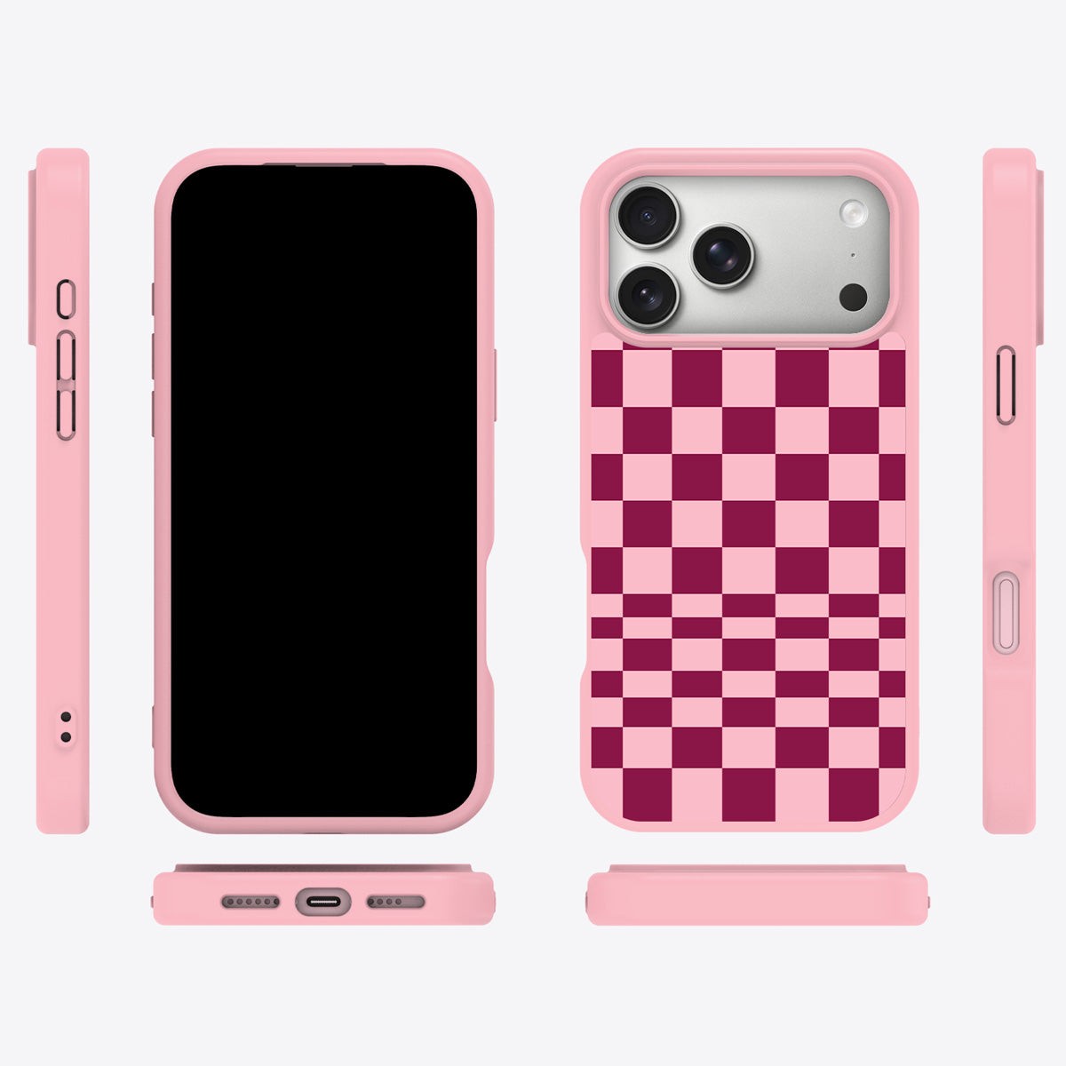 Rouge Board iPhone 18 Pro case cover – multi-angle view