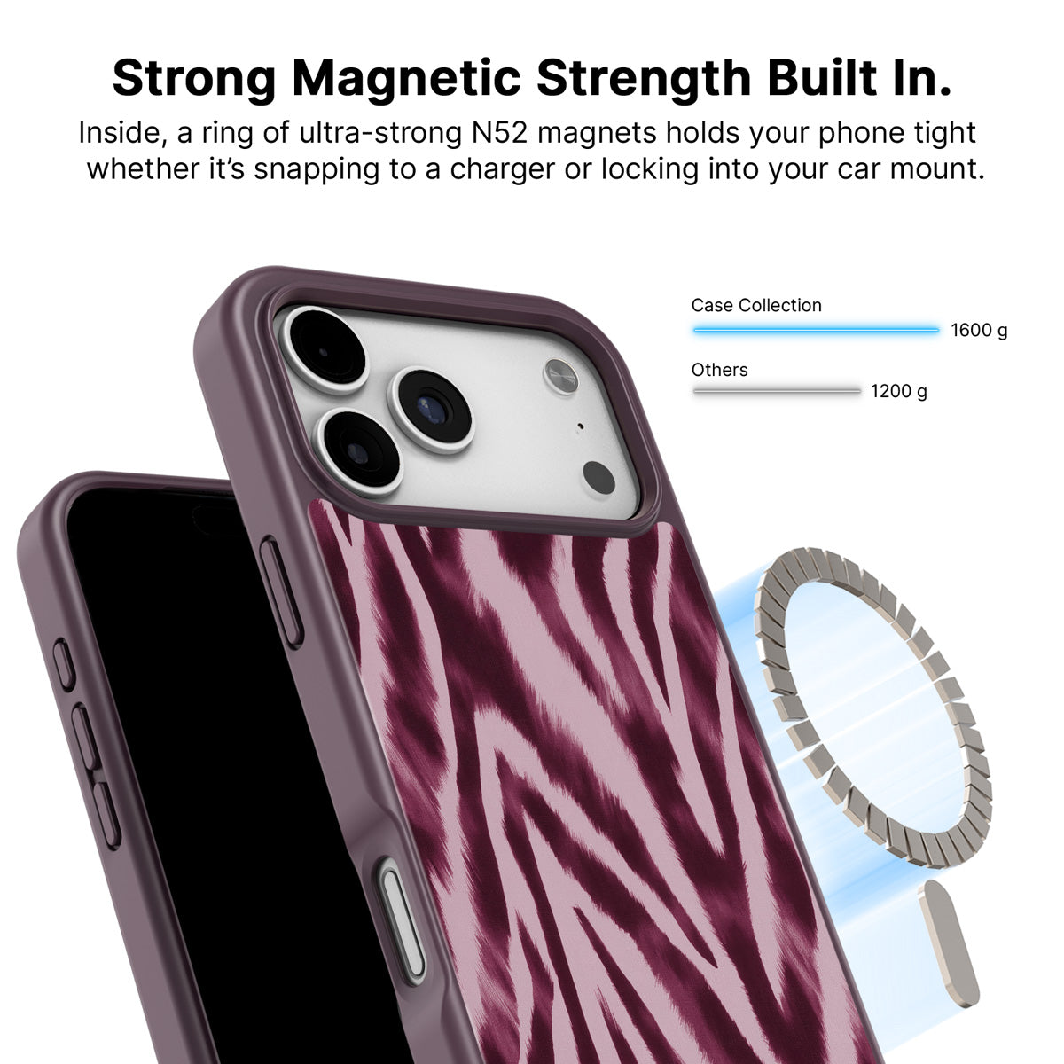 iPhone 18 Pro MagSafe case – Sangria Zebra design
